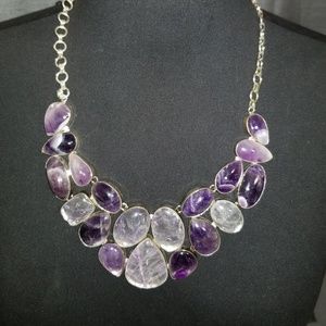 925 Silver Purple Amethyst & Milky Amethyst Neckla
